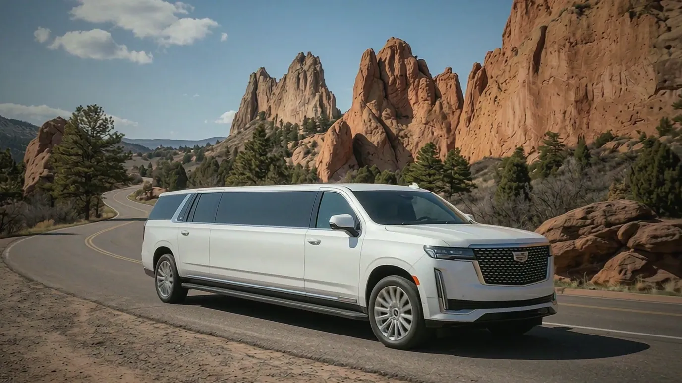 Estes Park white Cadillac Escalade 20 passenger stretch limo